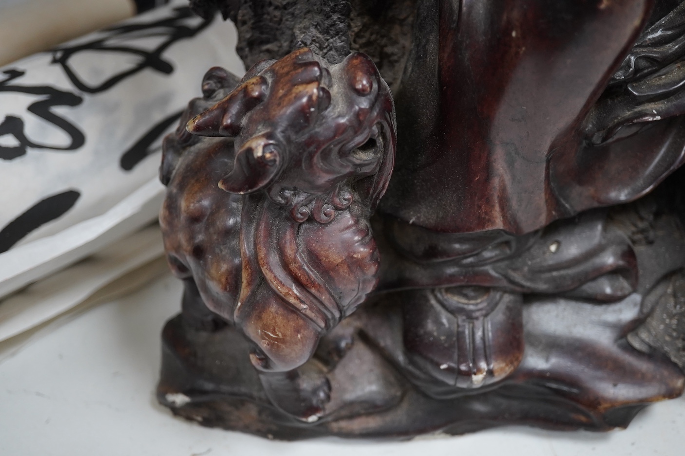 A large Chinese soapstone figure of an elder, 50cm high